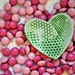 Have a Heart - small dish-light blue with green dots and squares