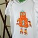 Custom Appliqued Boy's Robot Birthday Shirt in Orange and Aqua by Olive and Ollie