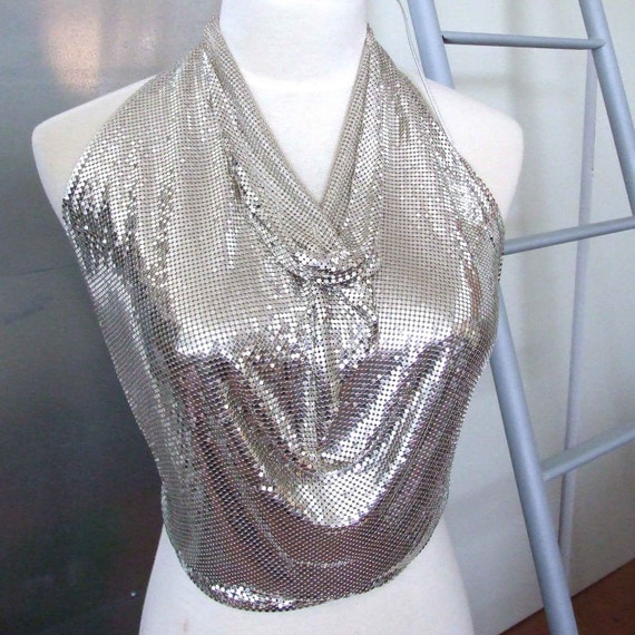 Sexy 70s Disco vintage Whiting Davis silver mesh by RivetedStudio