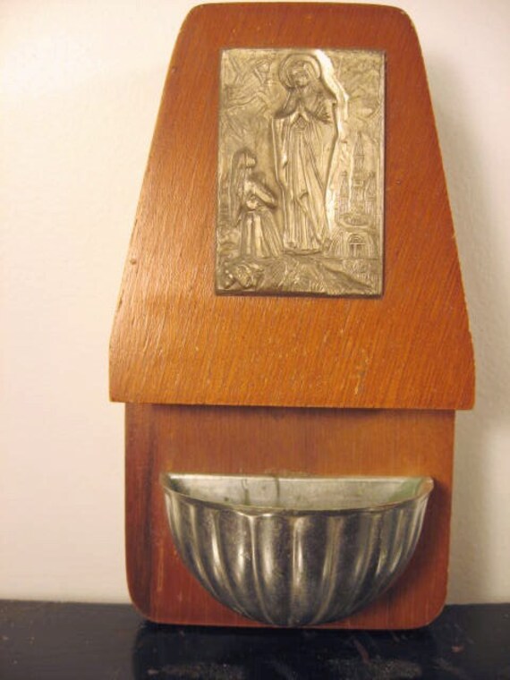 vintage religious catholic water fount holy water fountain