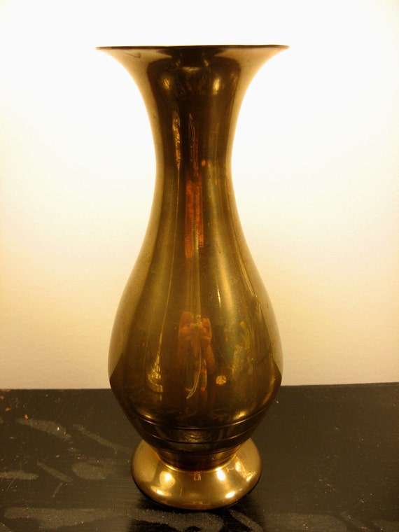 vintage solid brass vase made in india