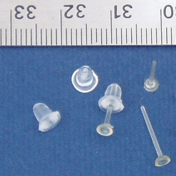 36 Clear Plastic Post Earring Findings Studs with Backs