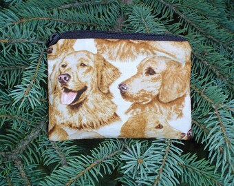 Golden Retriever Faces Coin Purse, credit card pouch, gift card pouch, stitch marker pouch, The Raven