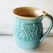 The Love Mug Glazed in TIffany Blue // One Large Slab Built Textured Mug // Holds 15 ounces