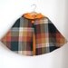 Wool Plaid and orange flannel hooded toddler Cape - size 4t