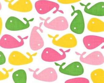 Ann Kelle Urban Zoologie, Whales Garden Fabric - REMNANT Size 30 Inches by 44 Inches