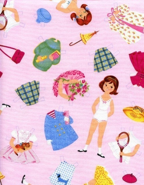 Timeless Treasures Tossed Paper Dolls Fabric by luckykaerufabric
