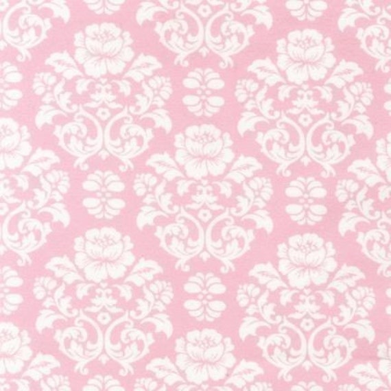 Robert Kaufman Cozy Cotton Flannel Pink White Damask Fabric