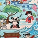 Kawaii Sumo Panda Anime Cartoon Blue Fabric - By the Yard