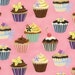 Robert Kaufman Sweet Tooth Cupcakes on Petal Pink Fabric - By the Yard