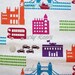 Echino Ni-co London City Scene Natural Fabric- Half Yard