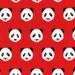 Pink Light Design, Menagerie, Panda Faces on Red Fabric - By the Yard
