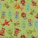 Makower UK Space, Aliens Green Fabric - By the Yard