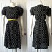 Vintage 1980s Black and White Polka Dot Puff Sleeve Vintage Dress Size Small
