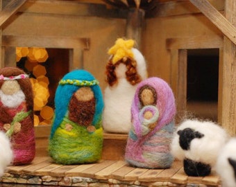 Nativity Set for Children: Needlefelted Wool (10 Pieces, Custom Made to Order)