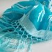 Turquoise Blue Silk Scarf: Cut Satin Devore in Bamboo Pattern (Hand Dyed, 14 x 72")