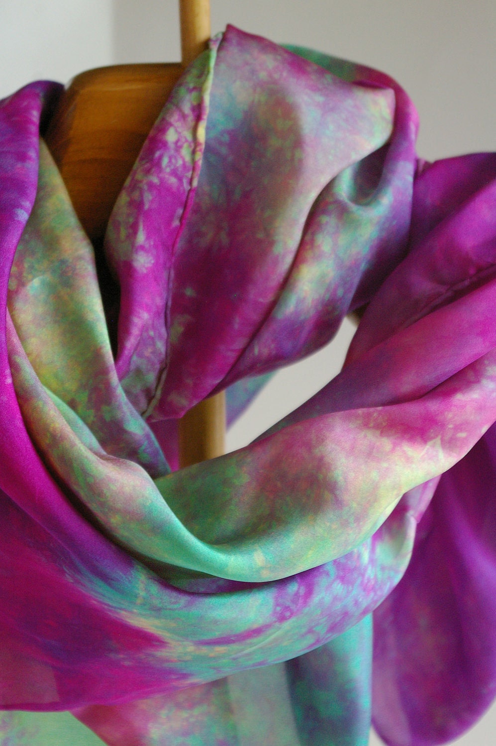 Hand Dyed Rainbow Silk Scarf Square 44 X 44 By Beneaththerowantree