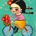 FRIDA KAHLO on her red bicycle PRINT of tascha painting 7x5