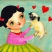 I LOVE my PUG dog cute PRINT from painting by tascha