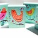 ORIGINAL mini paintings SERIES of happy BIRDS set of 4 bird art painting originals by tascha