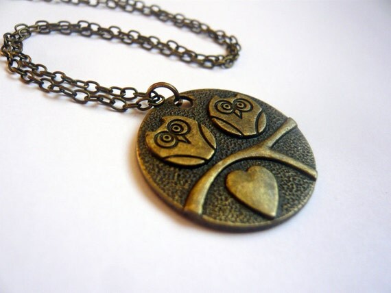 Two Owls in Love Necklace by MaruMaru on Etsy