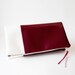 Foldover Clutch in Burgundy and White faux leather/vinyl