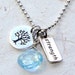 Sterling Silver Tree of Life and Strength Charm Necklace with Blue Topaz Briolette