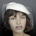 1940's style Hat With Veil In Ivory Cream Wool Felt