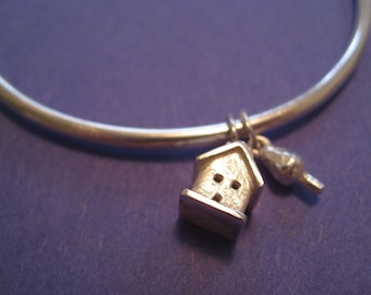 House and Tree Bangle Sterling Silver