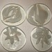 Supplies Jewelry Glass 4 Cabochons Orbs Clear w Water Lilies /Swirls
