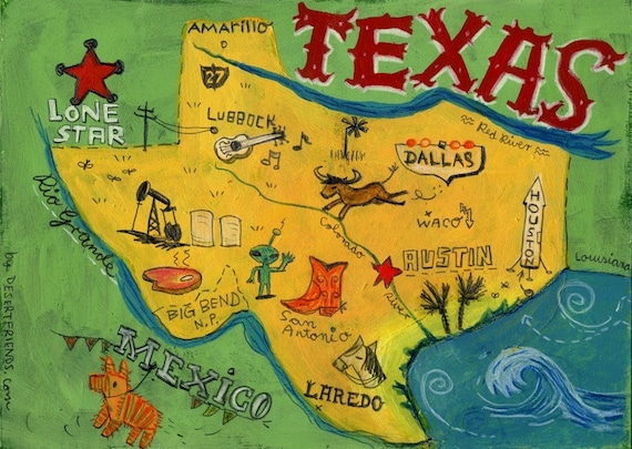 Items similar to Map Of Texas / Digital Print Poster of Original