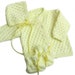 Handknit Baby Cardigan . Sweater Hat and Booties Set . 6 Months . Pale Yellow Acrylic . Infant Button Front Sweater . 3 Piece Set