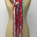 Sale Red White Blue Braids Fringe Scarf skinny lariat USA patriotic