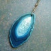 Gorgeous Deep Teal Turquoise Blue and White Geode Slice Necklace