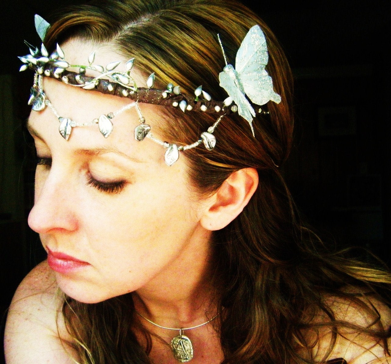 Silver Butterfly Bridal Headpiece Crown-Wear it Four Ways.