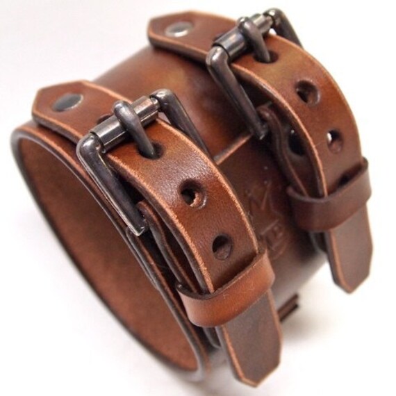 Leather Cuff Bracelet watchband Vintage Johnny by mataradesign