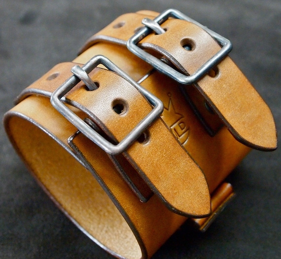 Leather cuff Bracelet Vintage Johnny Depp Light brown tan style wristband watchband made in NYC for YOU by Freddie Matara!