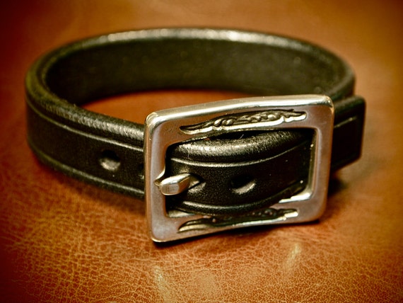 Leather bracelet cuff Lean Black wristband Sexy made in for YOU in Brooklyn NYC by Freddie Matara!