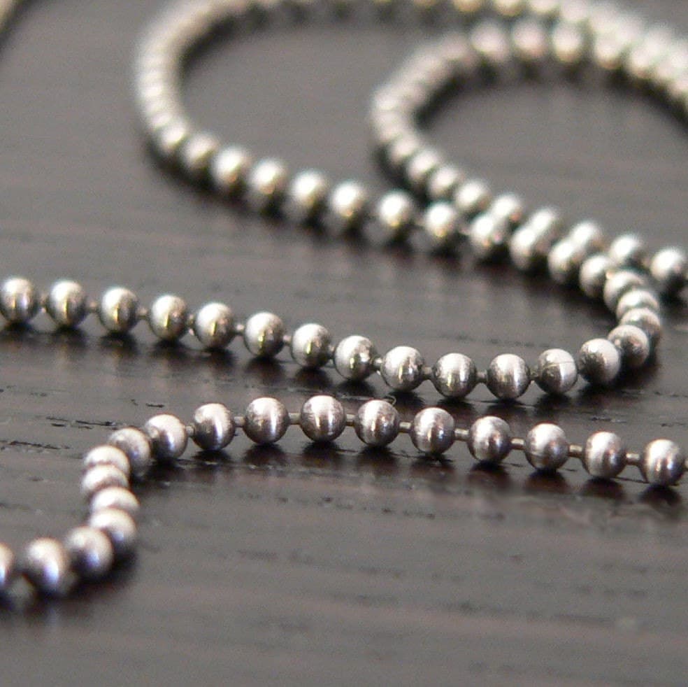 Sterling Silver 16 Inch Bead Chain Oxidized Finish 