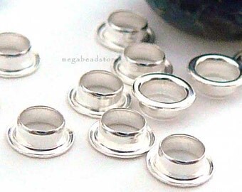 50 pcs 2.7mm Hole 925 Sterling Silver Grommet Eyelet Rivets Lampwork Bead Caps F238-3