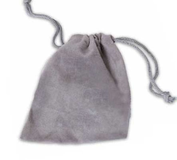 Silver Grey Velvet Velour Jewelry Pouch 3 x 4 by MegaBeadStore