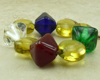 Gemstone Treasure Crystals and Coins- Lampwork Bead Set - SRA - I ship Internationally