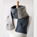 Color Blocked Unisex Knit Cable Scarf - Organic Merino Wool - Light and Dark Grey