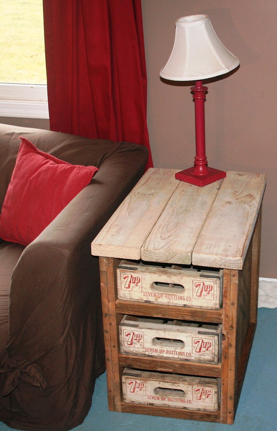 Rustic Cedar End Table With 7Up Crate Drawers by JoyfulHouseFarms