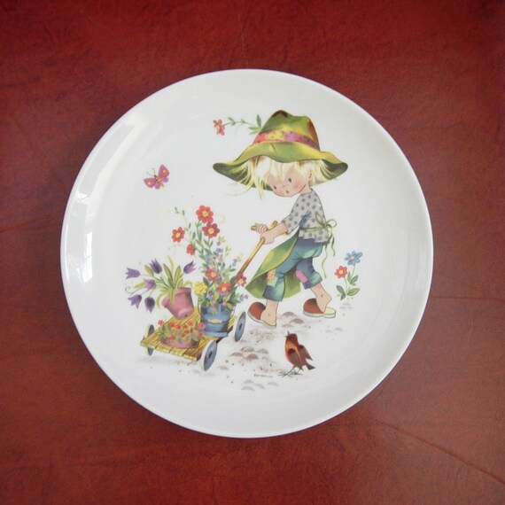 Vintage Kaiser Gottschlich Child with Garden Cart Plate