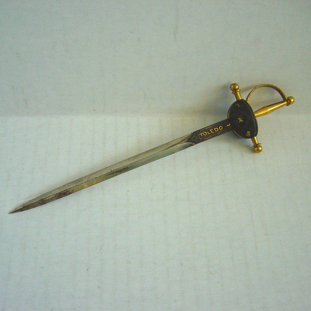 Vintage Toledo Sword Letter Opener Metal and Brass