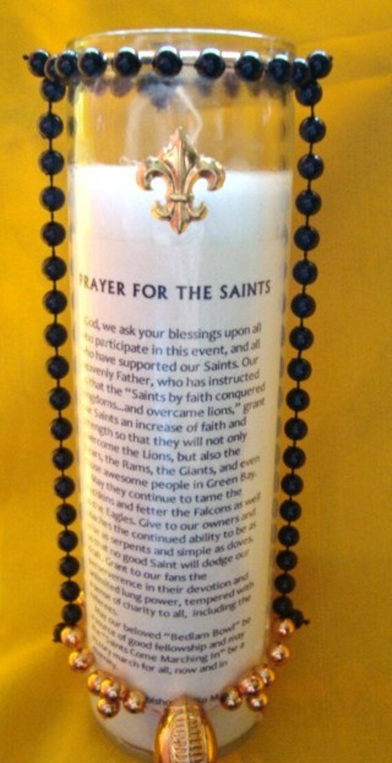 Items similar to New Orleans Saints Candle with Official Prayer on Etsy