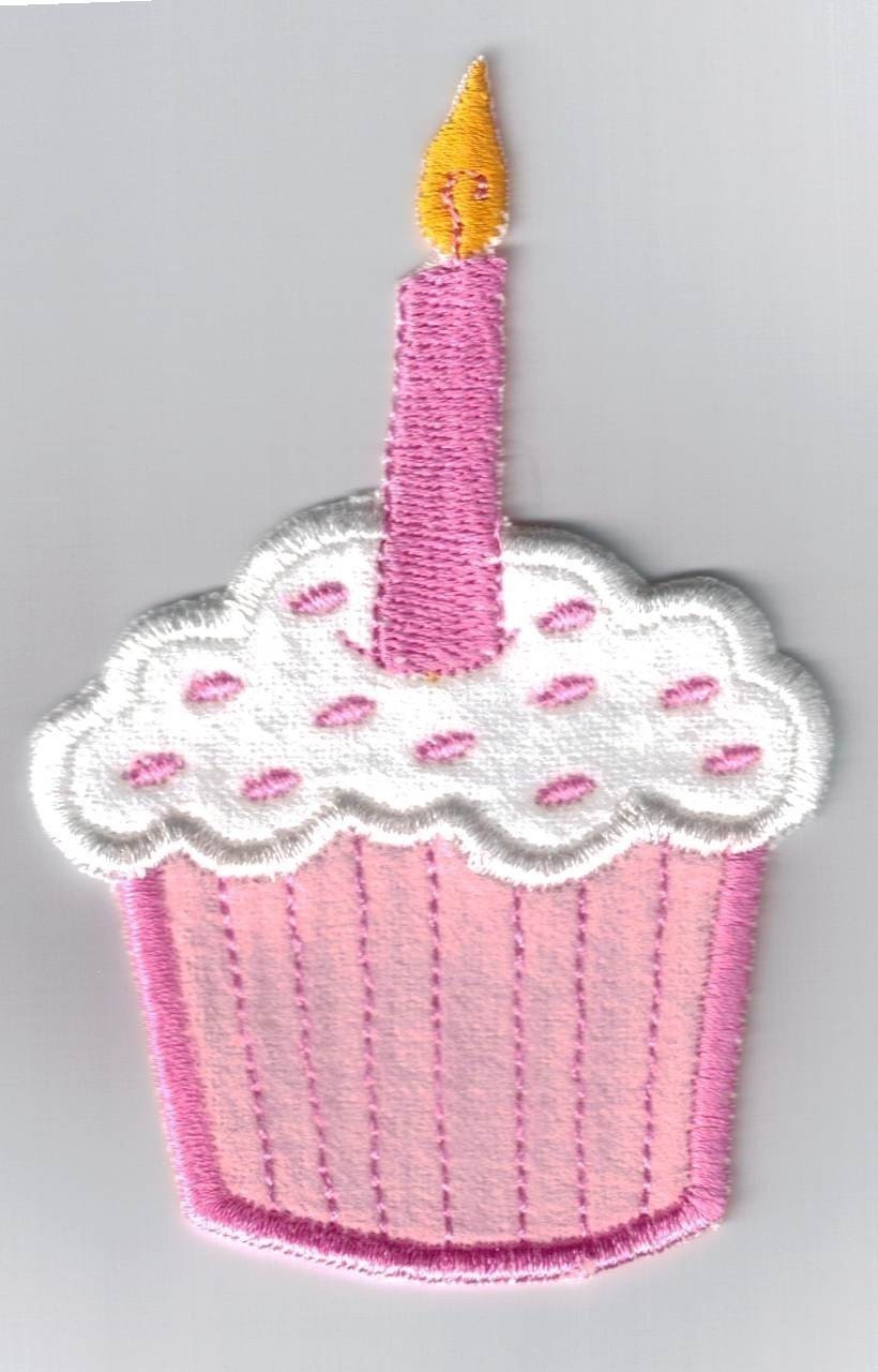 PINK CUPCAKE IRON-ON APPLIQUE PATCH-NO by UniqueEmbroideries4U