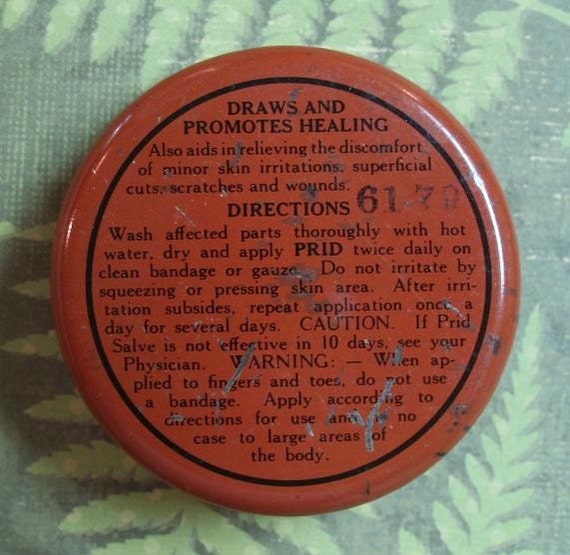 Smile's PRID Salve Tin vintage metal tin Round brown