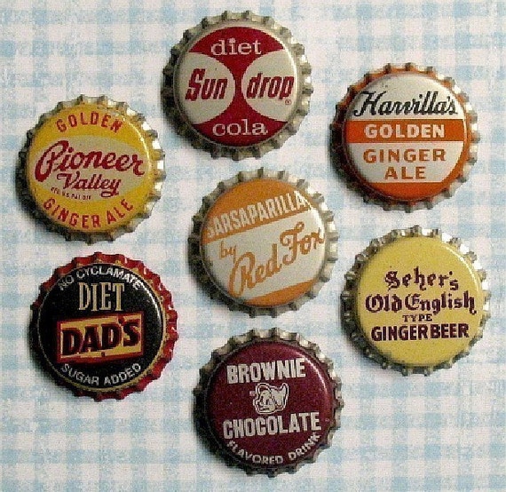 7 vintage bottle caps variety of RARE 1940s and 1950s